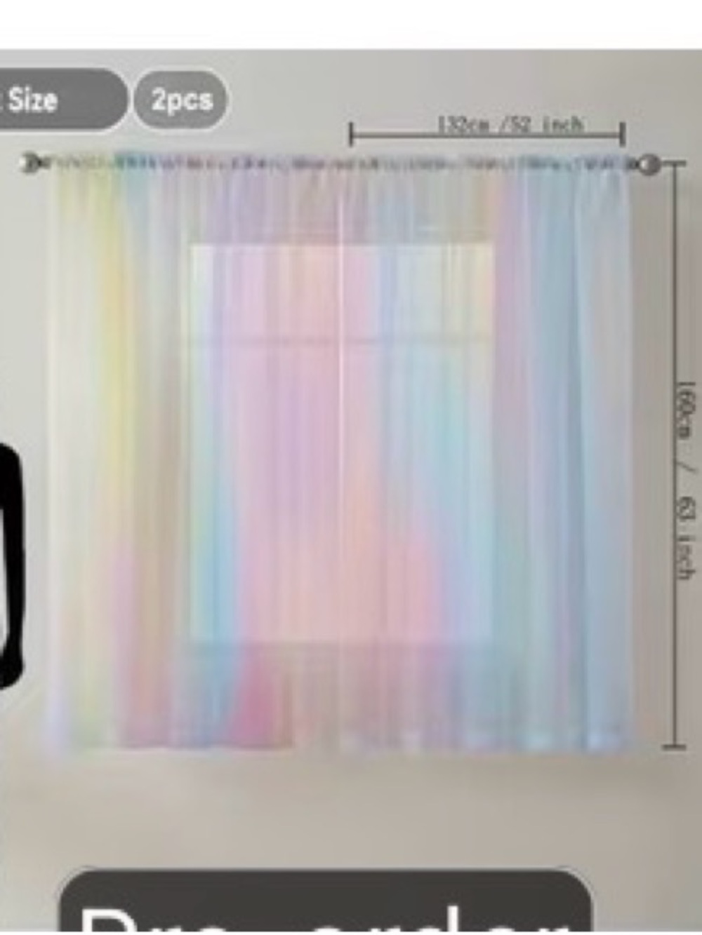 Sheer 52x63in Pastel Multi Color 2 Panel Curtains